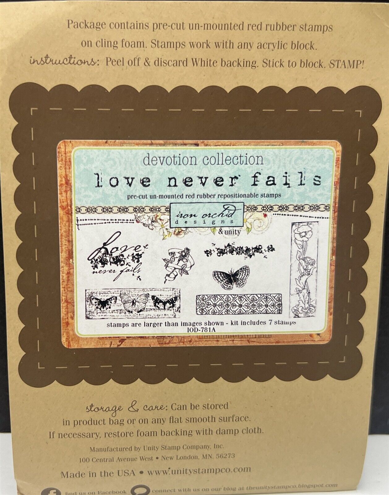 Unity Stamps LOVE NEVER FAILS Iron Orchid Design IOD Butterflies Rubber Stamps 