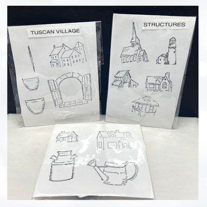 Art Impressions TUSCAN VILLAGE Structures Containers Watercolor Rubber Stamps