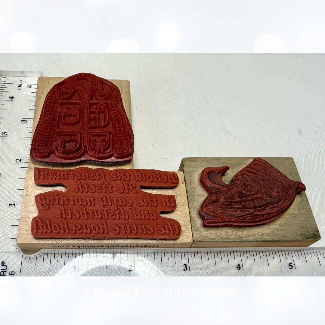 Stampin Up PSX FISHERMAN Fishing Fathers Day Rubber Stamps Lot of 6