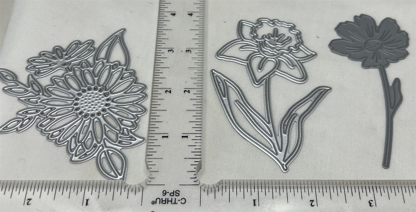 Simon Says Stamp FLOWERS Floral Stems Daffodil Daisy Cosmos Dies Lot of 3