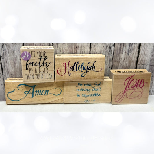 RELIGIOUS Faith Amen Jesus Bible Journaling Rubber Stamps Lot of 5