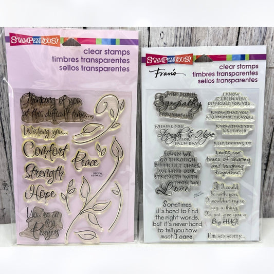 Stampendous SYMPATHY Encouragement Sentiments Greetings Rubber Stamps Set of 2