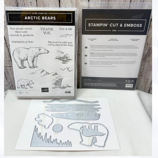 Stampin Up ARCTIC BEARS Polar Bear Christmas Rubber Stamps Dies