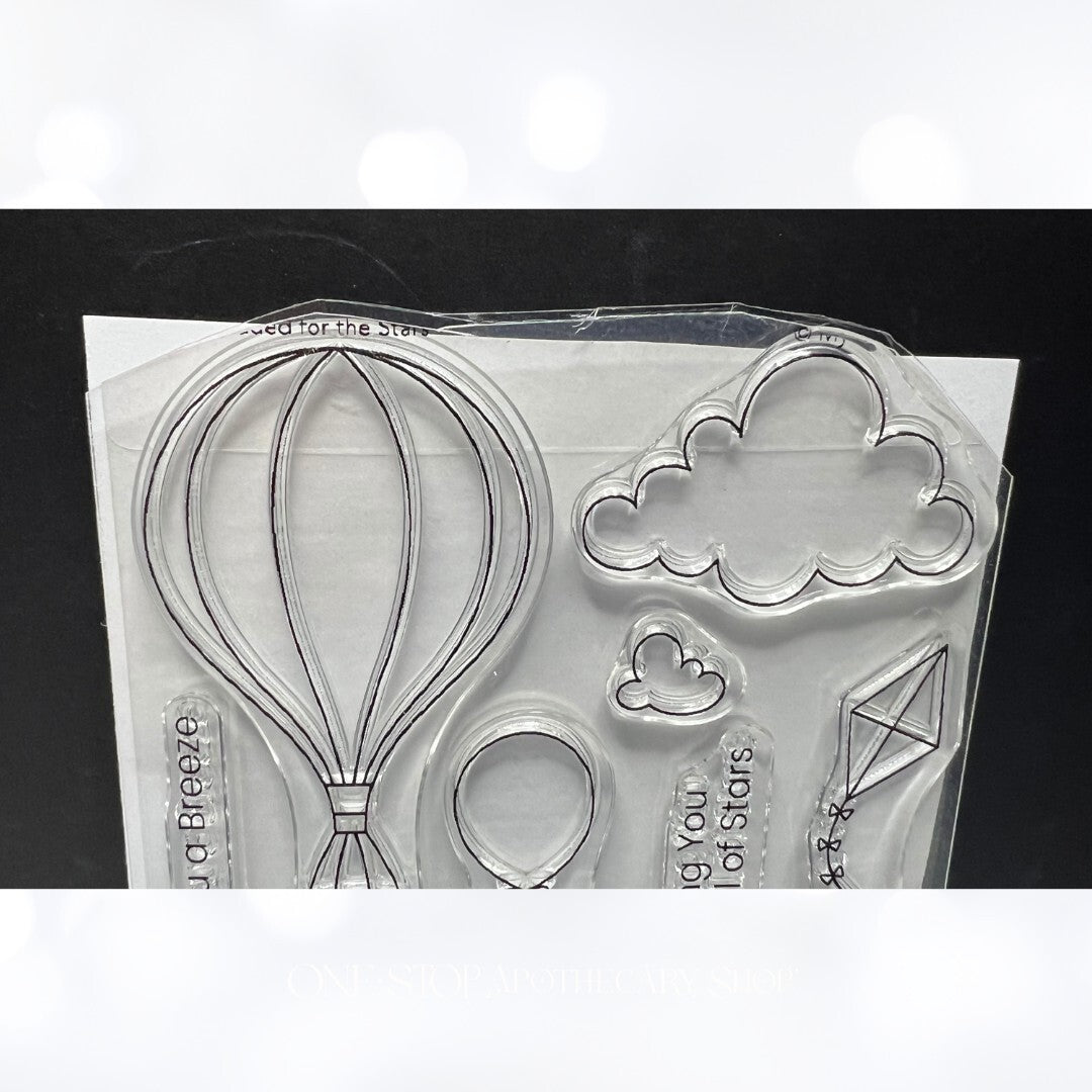 My Favorite Things HEADED FOR THE STARS Hot Air Balloon Rubber Stamps Dies