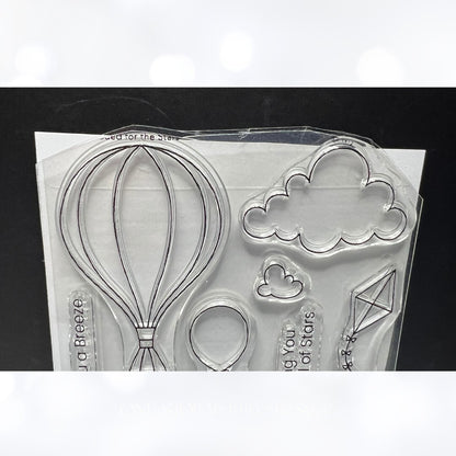 My Favorite Things HEADED FOR THE STARS Hot Air Balloon Rubber Stamps Dies