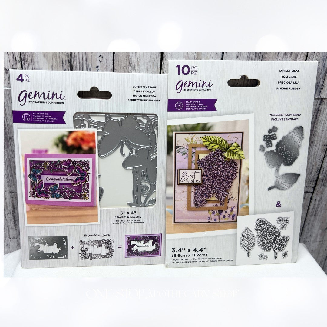 Gemini LOVELY LILAC Butterfly Frame Rubber Stamps & Dies