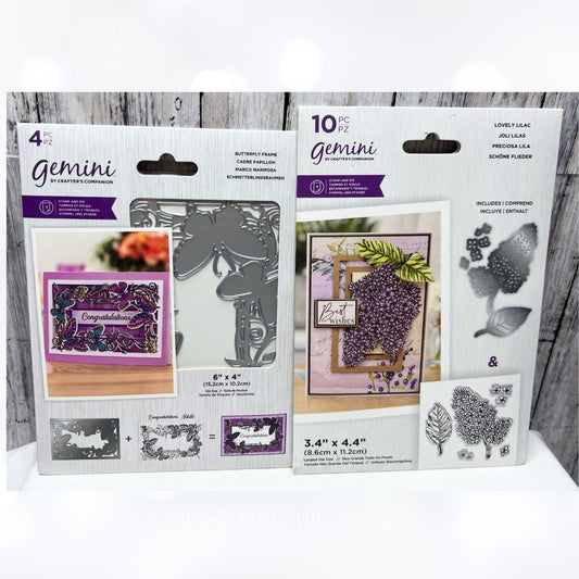 Gemini LOVELY LILAC Butterfly Frame Rubber Stamps & Dies