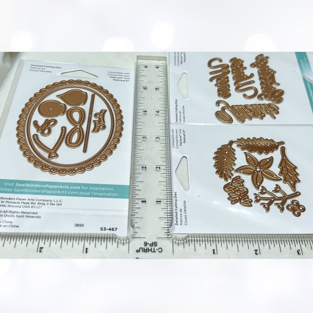 Spellbinders CHRISTMAS Ornaments Greenery Greetings Dies Lot of 3