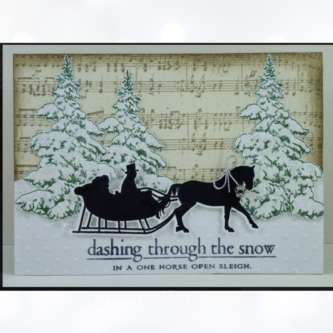 Papertrey Ink IN THE MEADOW Christmas Sleigh Rubber Stamps Dies