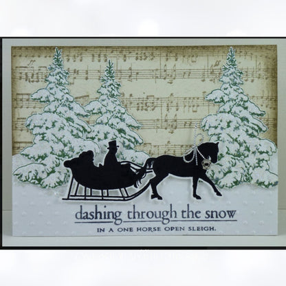 Papertrey Ink IN THE MEADOW Christmas Sleigh Rubber Stamps Dies