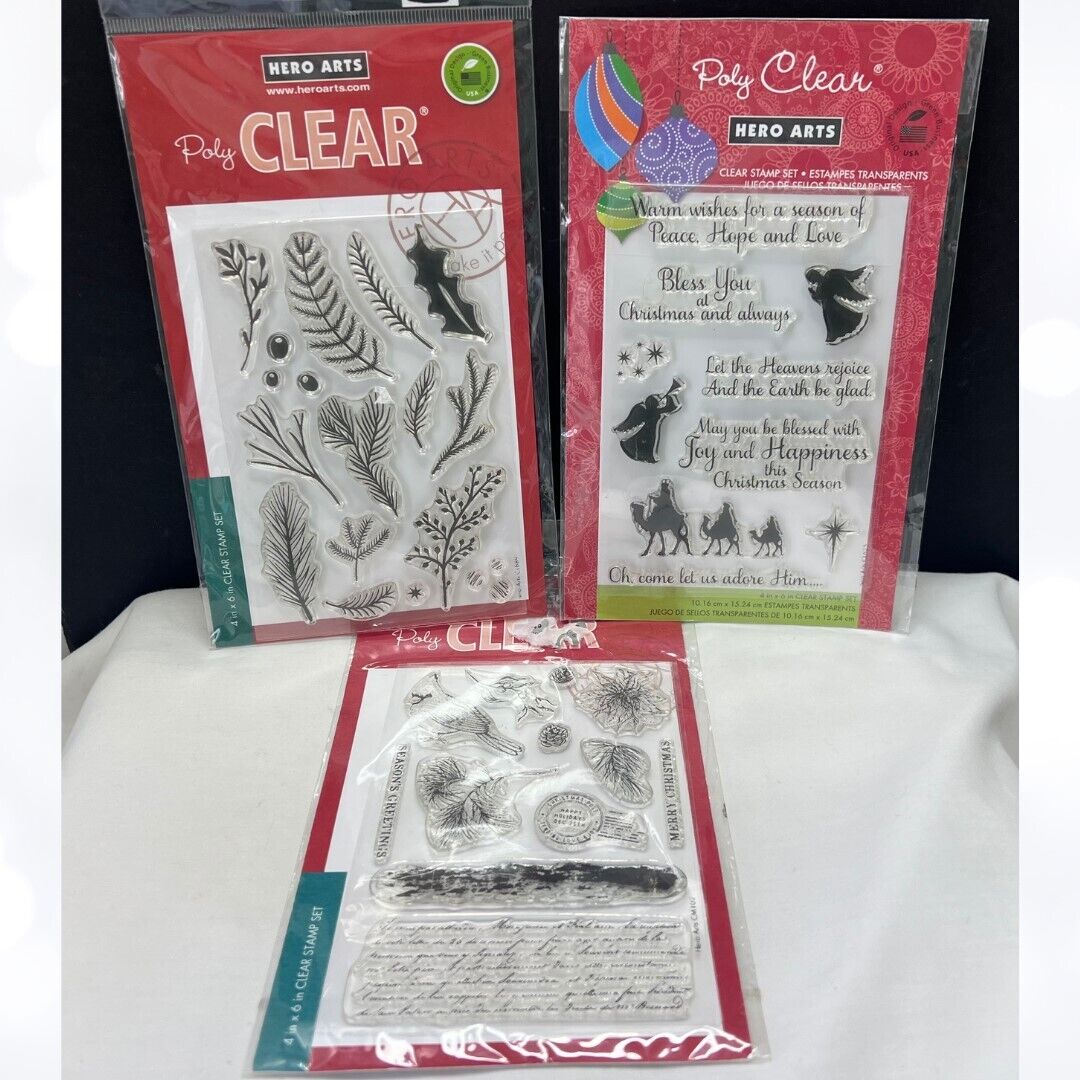 Hero Arts VINTAGE CHRISTMAS POST Cardinal Heaven Rubber Stamps Lot of 3