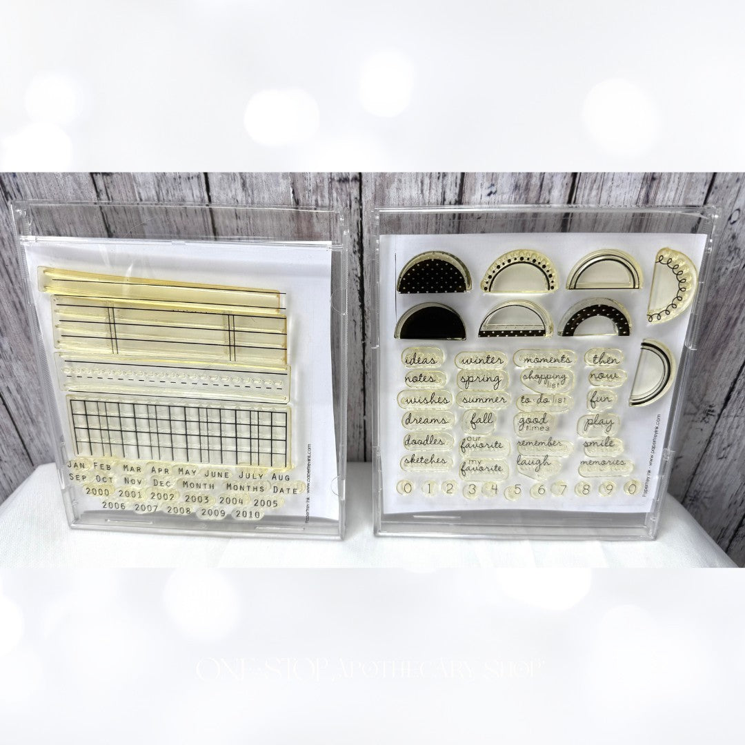 Papertrey Ink Mini Scrapbook Series LIBRARY LEDGER TABS Planner Rubber Stamps