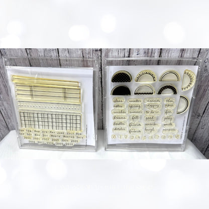 Papertrey Ink Mini Scrapbook Series LIBRARY LEDGER TABS Planner Rubber Stamps