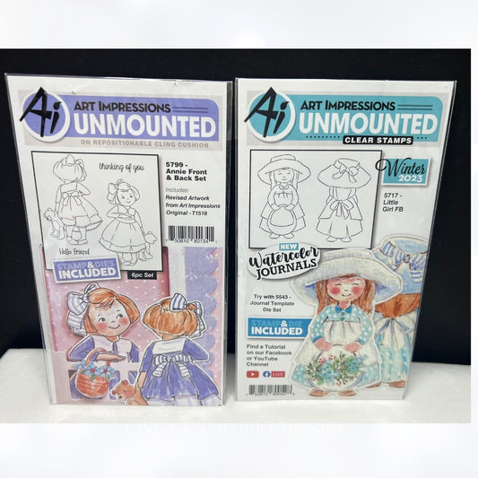 Art Impressions LITTLE GIRL Annie Front & Back Rubber Stamps
