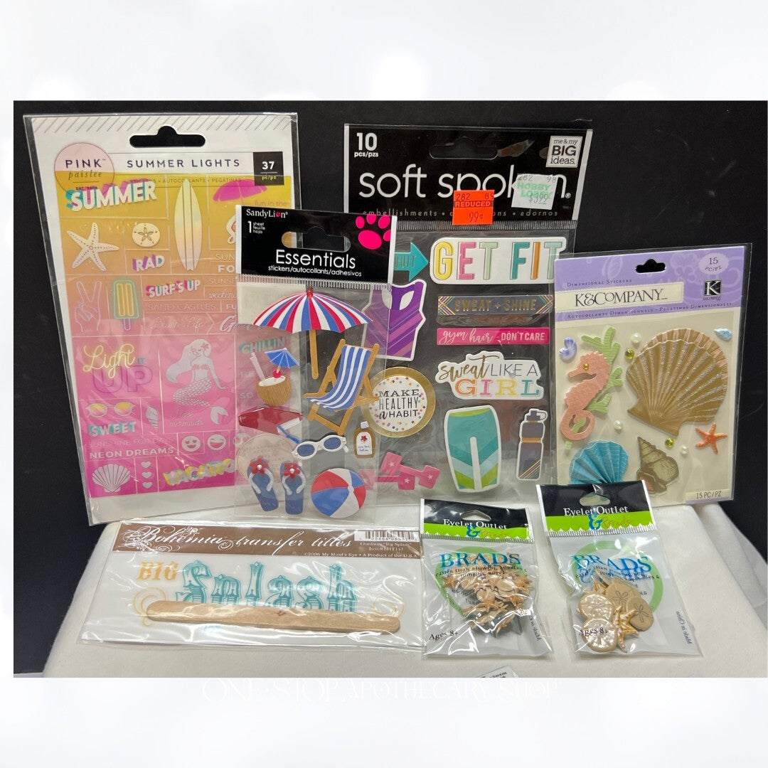 BEACH Vacation Ocean Craftin 3D Stickers Embellishments Lot of 30