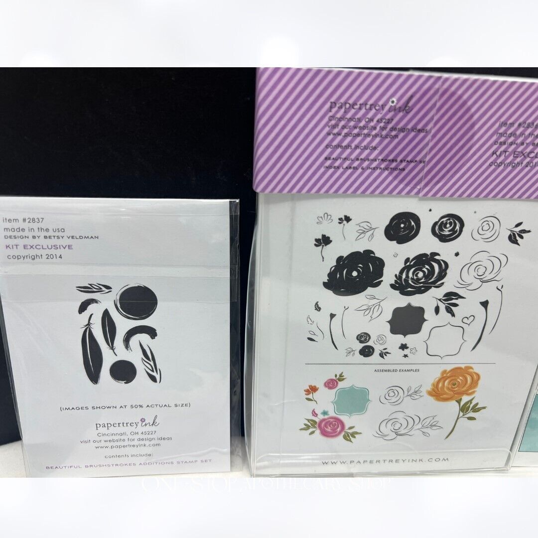Papertrey Ink BEAUTIFUL BRUSHSTROKES Make It Market Kit Stamps Dies Rare