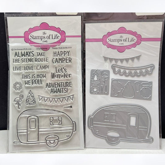 The Stamps of Life CAMPER RV Camping Rubber Stamps Dies