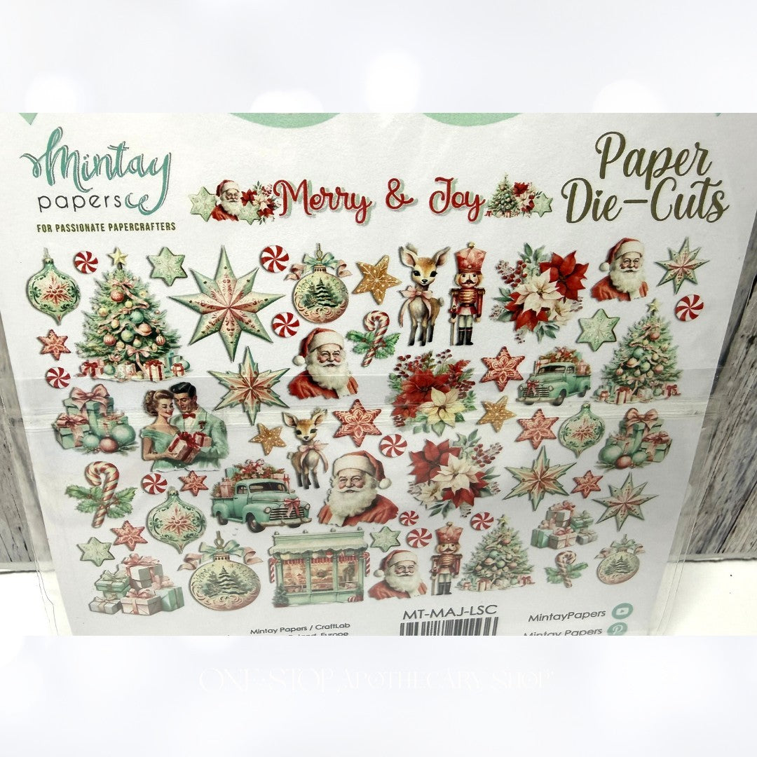 Mintay MERRY & JOY Christmas x8 Paper Cardstock Stickers Die Cuts Kit