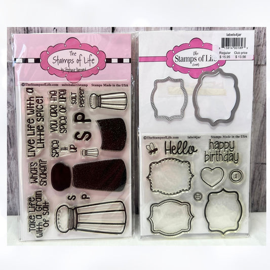 The Stamps of Life SALT & PEPPER Shakers Jar Labels Rubber Stamps