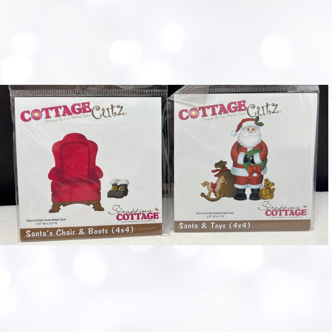 Cottage Cutz SANTA & TOYS Chair & Boots Christmas Dies Lot of 2