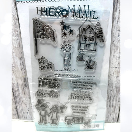 Amuse Stamps HERO MAIL Military Rubber Stamps
