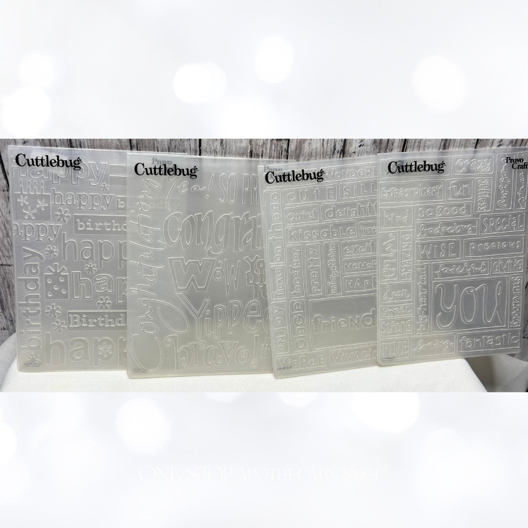 Cuttlebug BIRTHDAY CONGRATS Greetings Embossing Folders Lot of 4