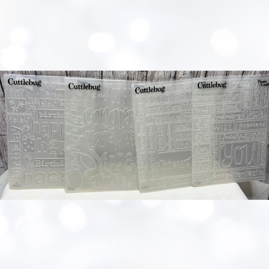 Cuttlebug BIRTHDAY CONGRATS Greetings Embossing Folders Lot of 4