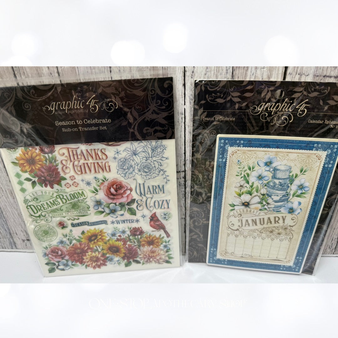 Graphic 45 SEASON TO CELEBRATE 12x12 8x8 Paper Stickers Die Cuts Kit