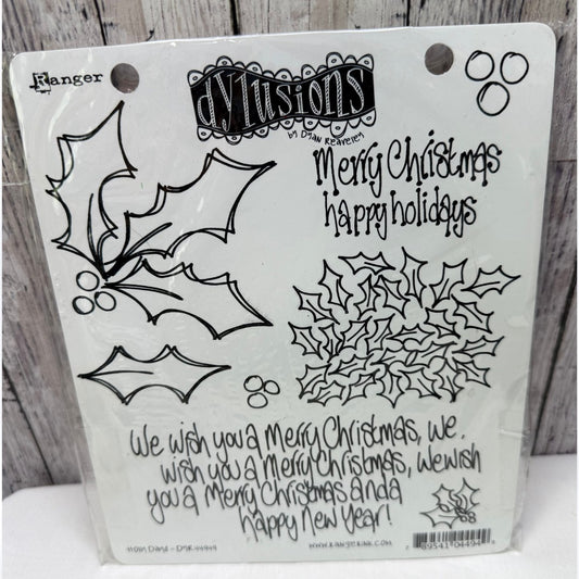 Dylusions HOLLY DAYS Christmas Holiday Mixed Media Rubber Stamps