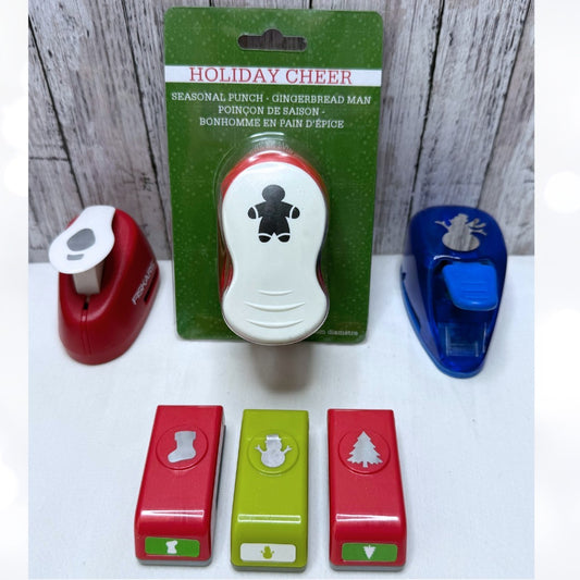 EK Fiskars CHRISTMAS PUNCHES Snowman Gingerbread Punch Lot of 5