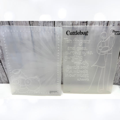 Cuttlebug WEDDING & BABY Shower Cake Bride Groom Embossing Folders Lot of 4