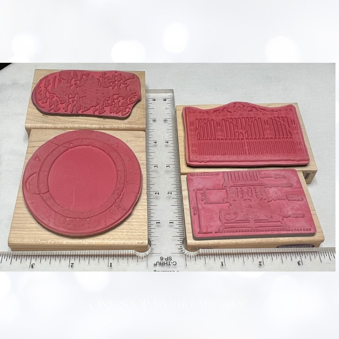 Stampers Anonymous B-Line MIXED MEDIA Architecture Gate Rubber Stamps Lot of 4