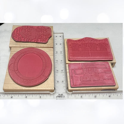 Stampers Anonymous B-Line MIXED MEDIA Architecture Gate Rubber Stamps Lot of 4