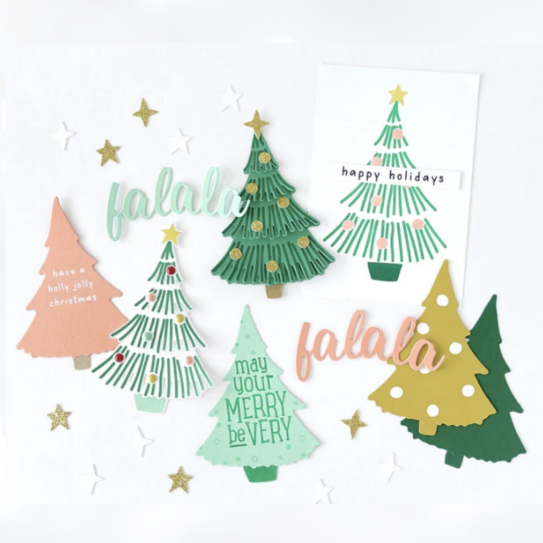Concord & 9th FA LA LA FRINGE TREES Christmas Rubber Stamps Dies