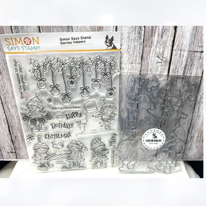 Simon Says Stamp SANTA'S HELPERS Christmas Elf Elves 6x8 Rubber Stamps Dies