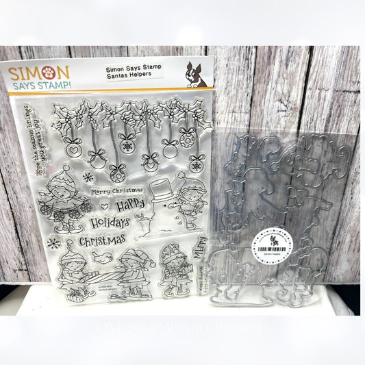 Simon Says Stamp SANTA'S HELPERS Christmas Elf Elves 6x8 Rubber Stamps Dies