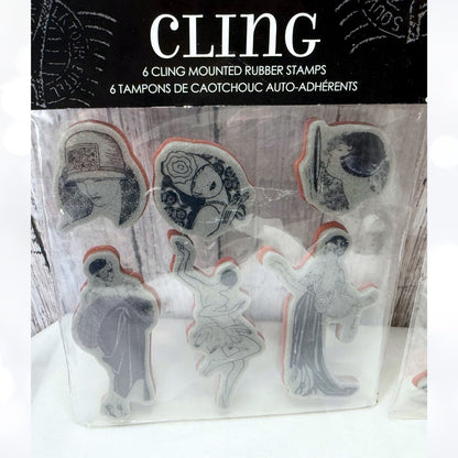 Graphic 45 POSTCARDS Vintage Ladies Rubber Stamps