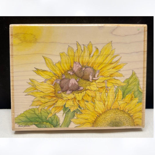 House Mouse RAY OF SUNSHINE Sunflowers Fall Autumn Mice Rubber Stamp