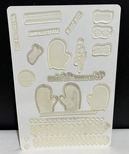 Gina K Designs WARM WOOLEN MITTENS Christmas Rubber Stamps Set