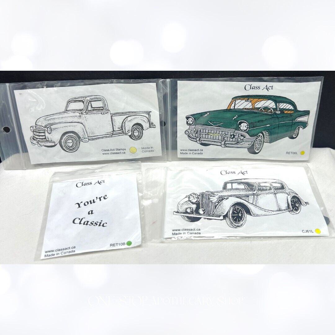 Class Act VINTAGE CARS Truck Pickup Fathers Day Birthday Dad Rubber Stamps