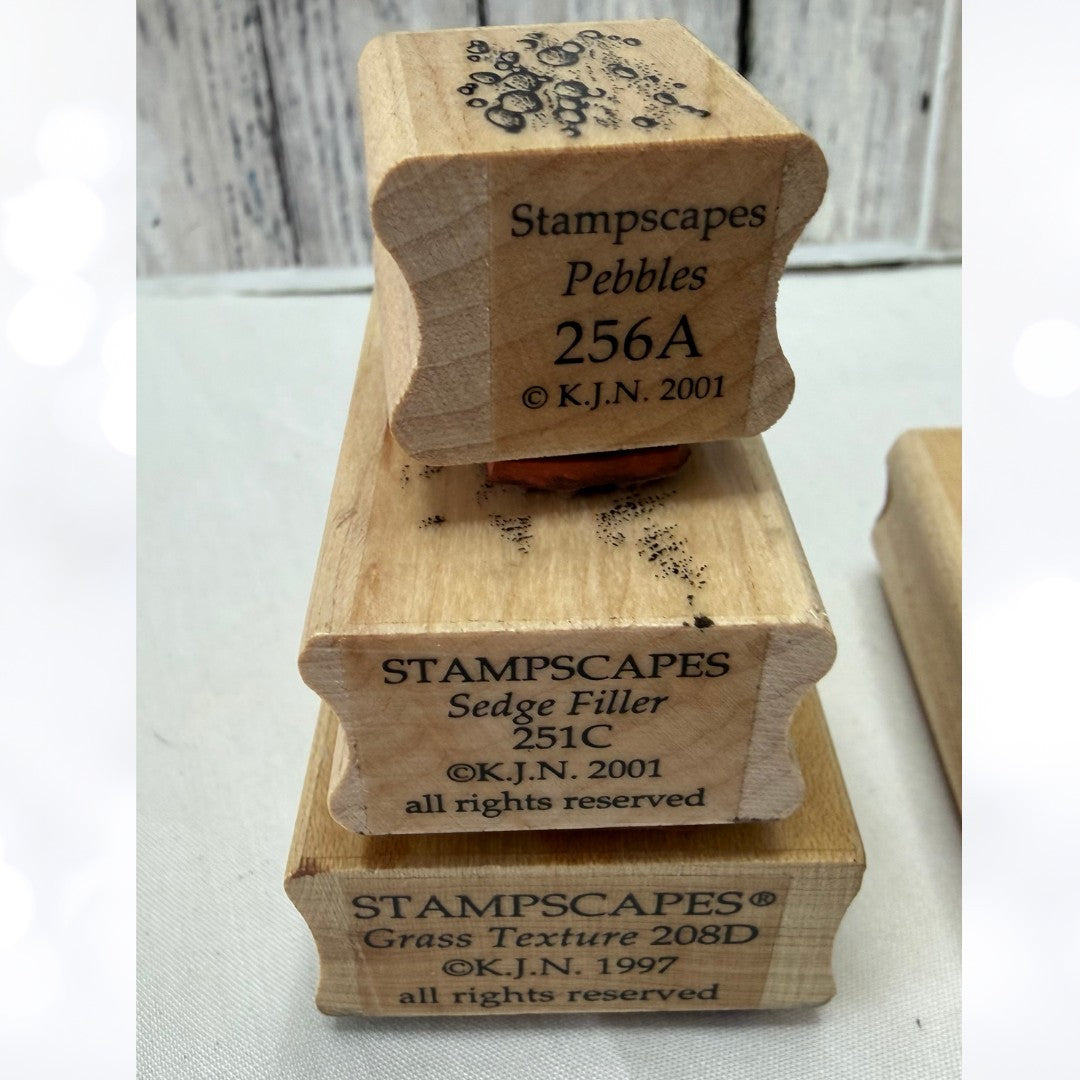 Stampscapes GRASS Sedge Filler Bush Pebbles Landscape Nature Rubber Stamps Lot
