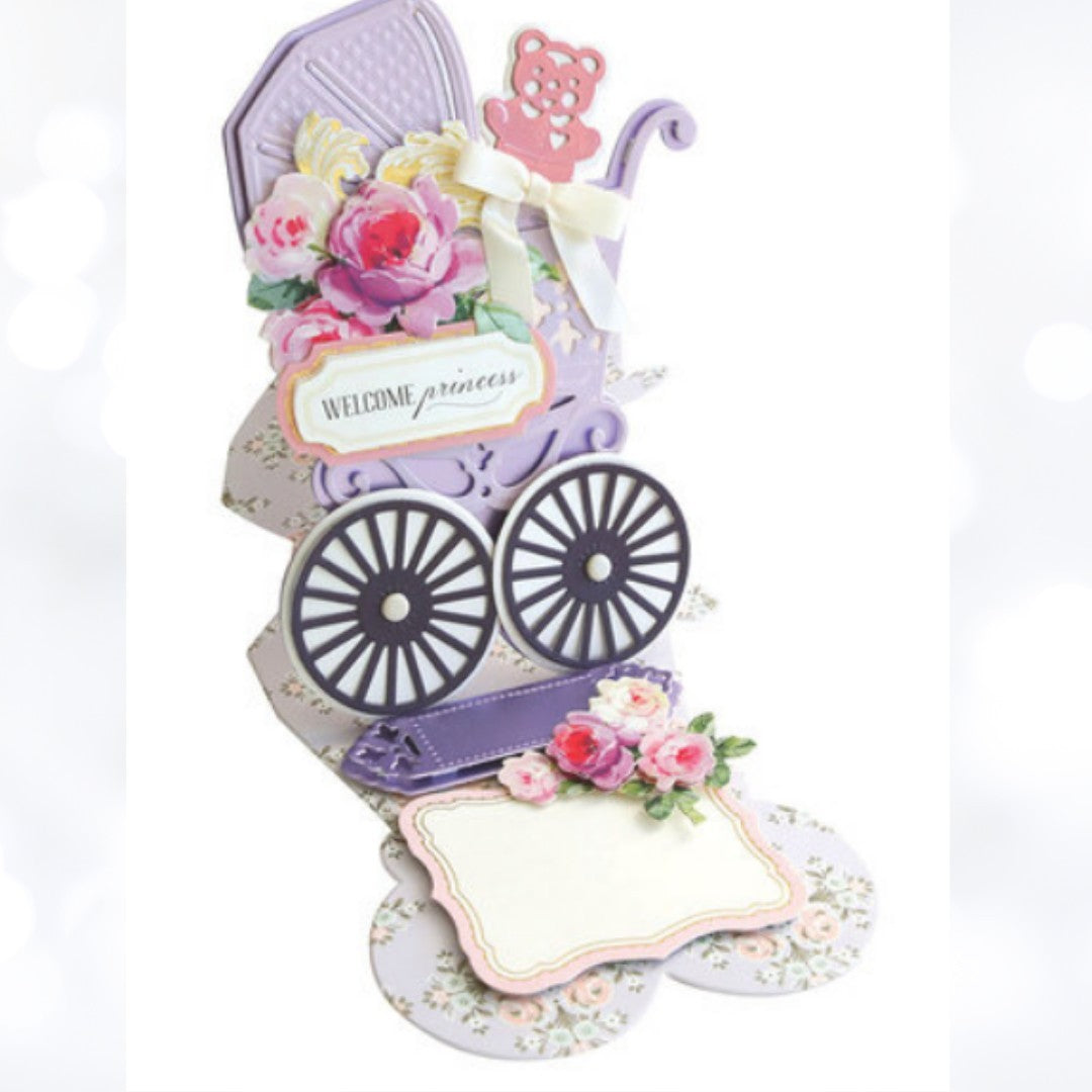 Anna Griffin BABY CARRIAGE Easel Shower Boy Girl Dies Set Rare