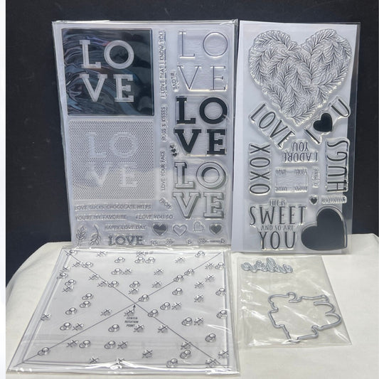 Concord & 9th XOXO Love You So Valentines Day Heart Turnabout Rubber Stamps Lot