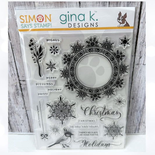 Simon Says Stamp Gina K Stamptember SHIMMERING SEASON Christmas Rubber Stamps