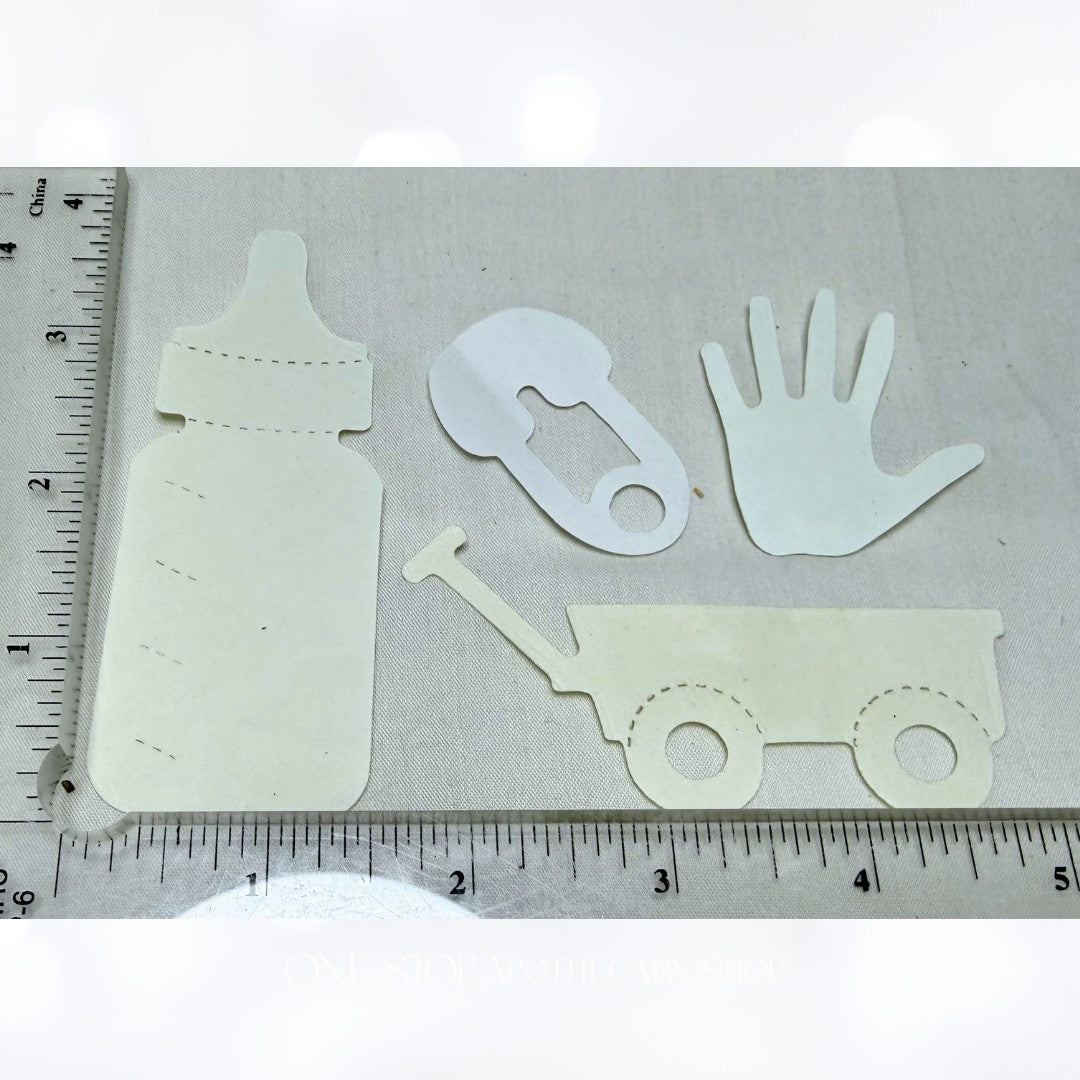 Sizzix BABY Carriage Bottle Hand Print Boy Girl Shower Dies Lot of 5