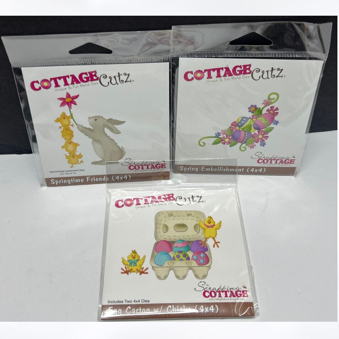 Cottage Cutz EASTER Eggs Chicks Rabbit Bunny Dies Lot of 3