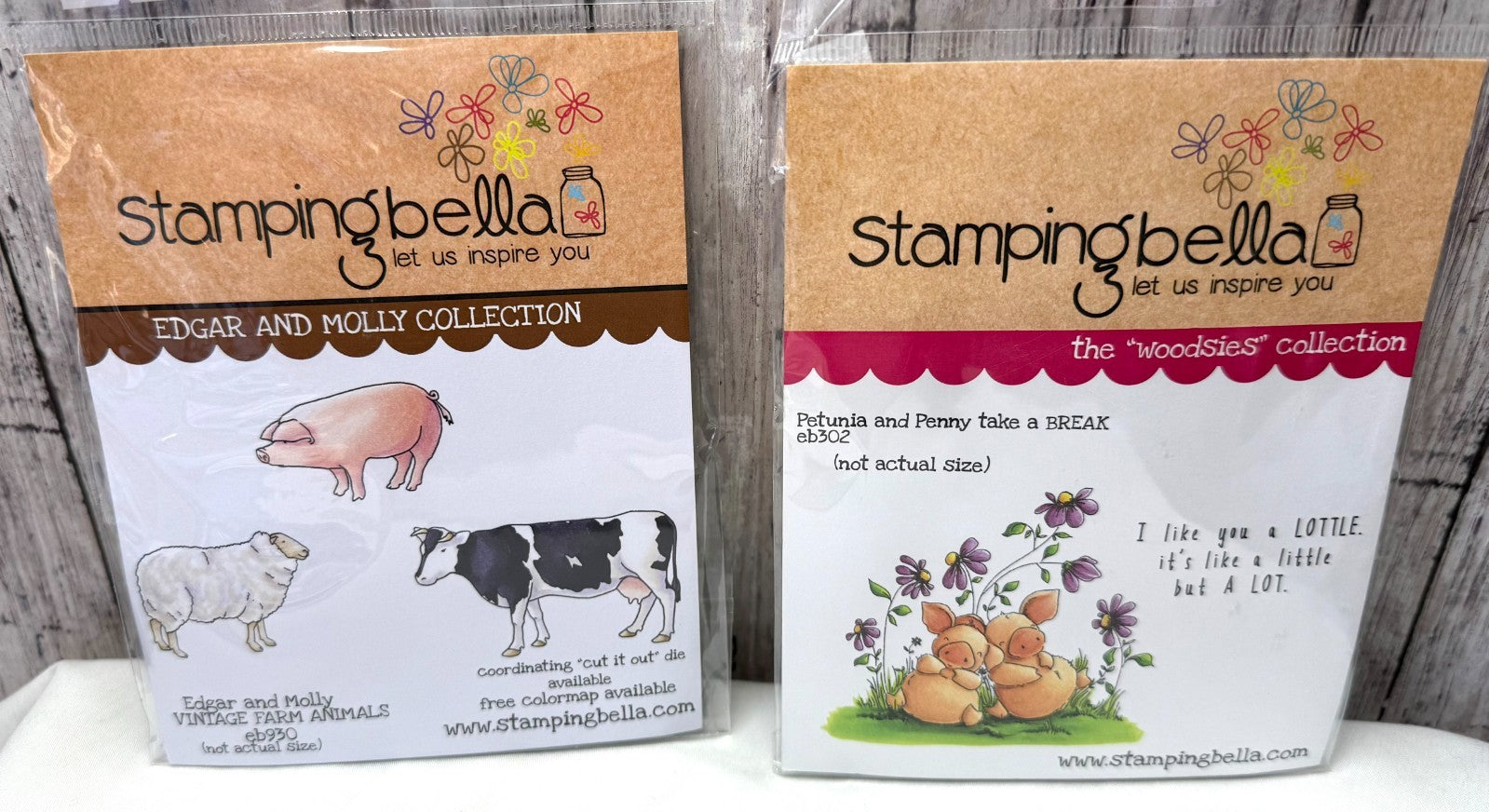 Stamping Bella VINTAGE FARM ANIMALS Petunia & Penny Pigs Rubber Stamps
