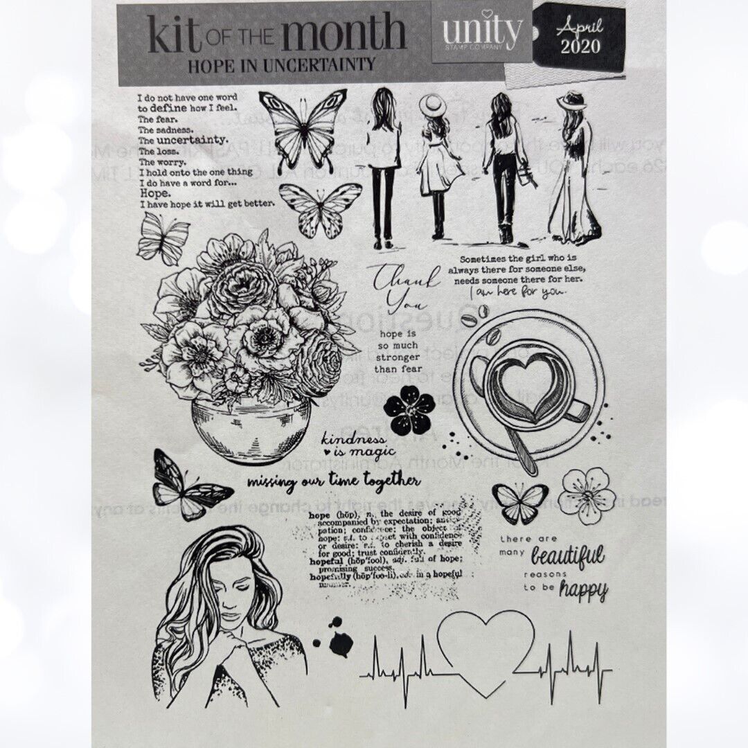 Unity Stamps HOPE IN UNCERTAINTY Rubber Stamps Kit of the Month April 2020