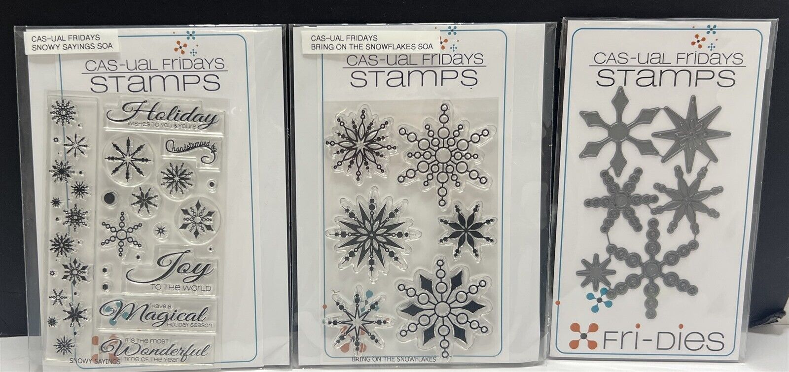 Cas-ual Fridays BRING ON THE SNOWFLAKES Snowy Sayings Christmas Rubber Stamps 