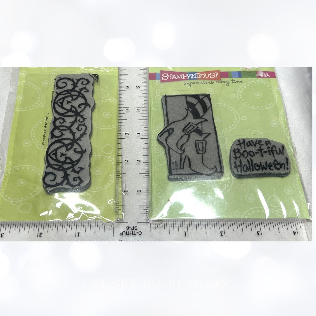 Stampendous HALLOWEEN Cat Witch Boots Rubber Stamps Lot
